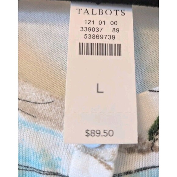 TALBOTS PALM TREE PRINT 3/4 SLEEVE CARDIGAN WOMEN'S SIZE L - Picture 6 of 7